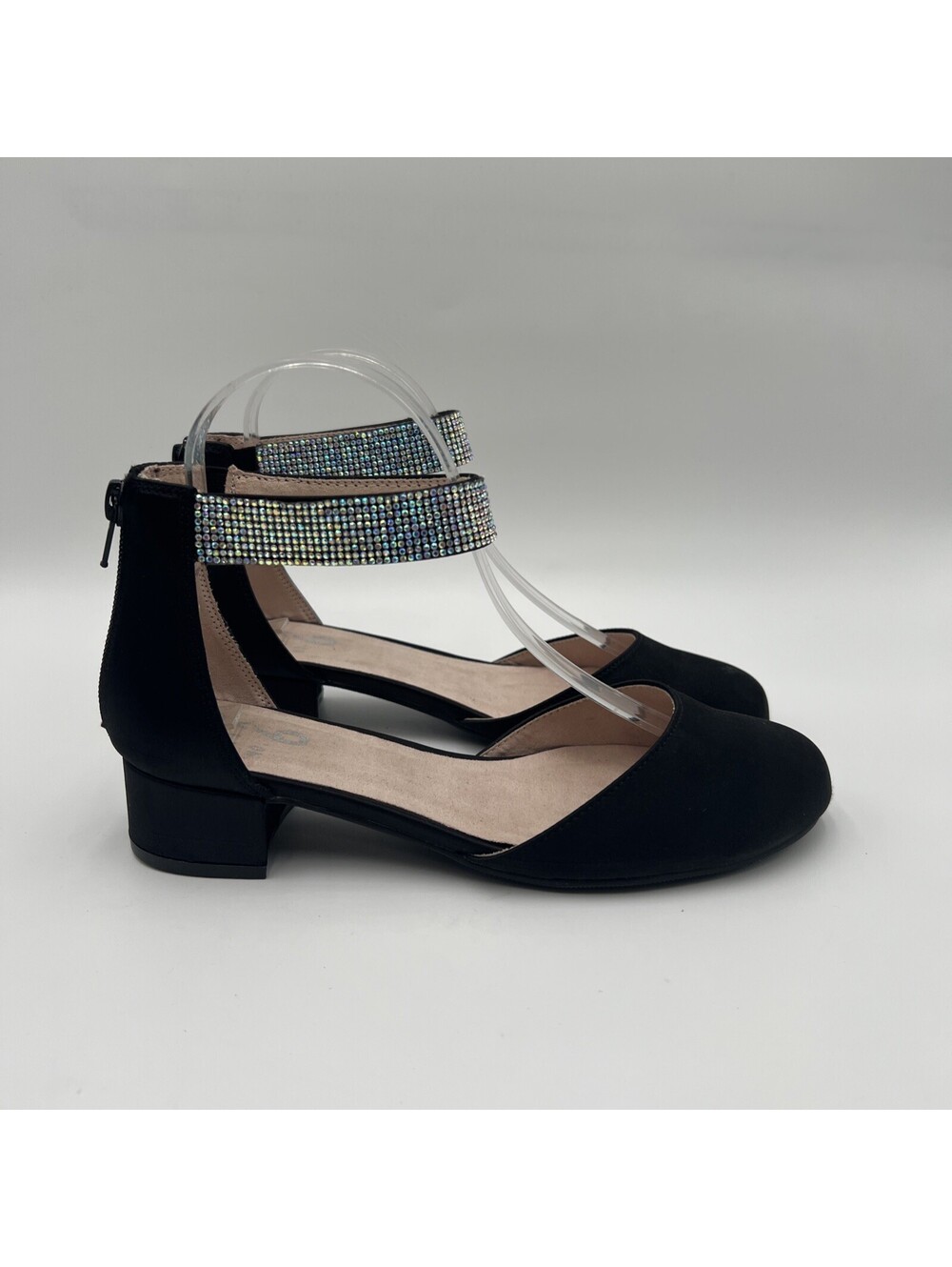 Mix No. 6 Girl Tina Pump Black Satin Rhinestone Size 5 M